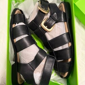 Sam Edelman Black Leather Buckle Sandals